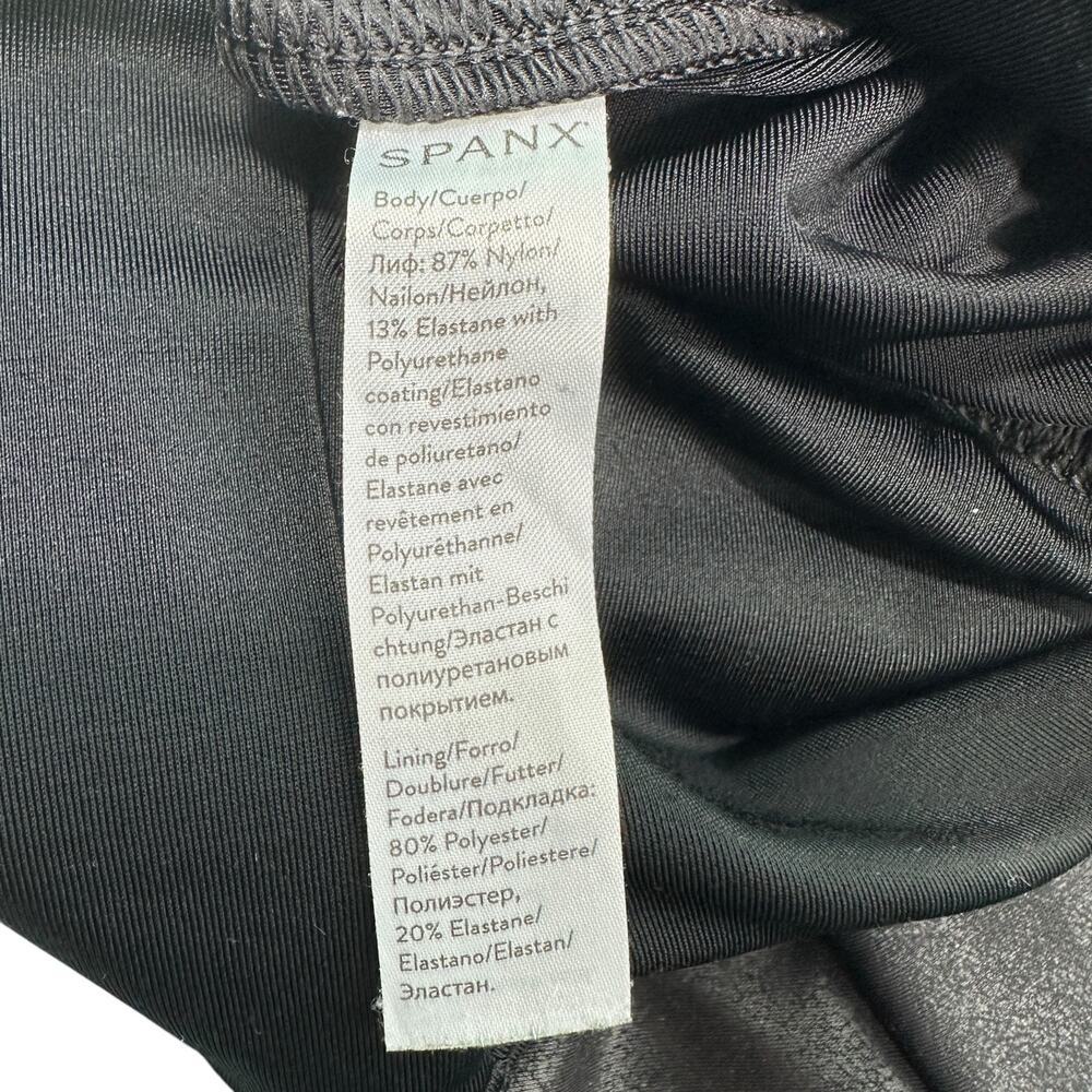 SPANX Black Faux Leather Leggings Womens Large SPANXshape Stretchy Compression‎ - Picture 7 of 8